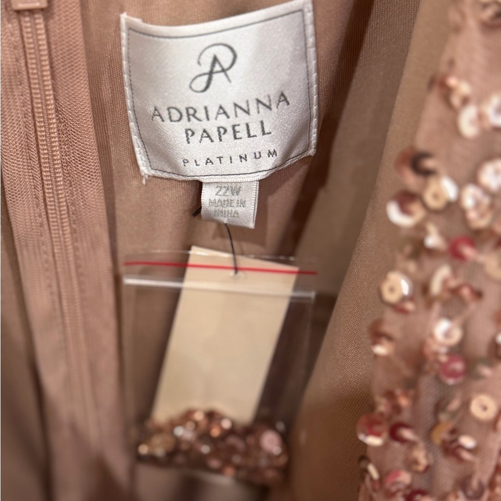 Adrianna Papell Sequin Long Sleeve Wrap Maxi Dress - Rose Gold - Picture 4 of 6